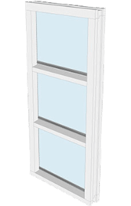 Raam voorzien van 3 verticale vlakken