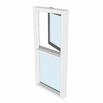 Draaikiepraam boven, vast glas beneden