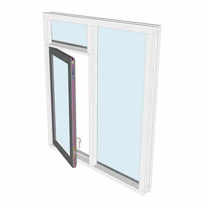 Draairaam met bovenlicht links en zijlicht rechts