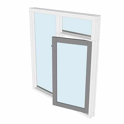 Draairaam met bovenlicht rechts en zijlicht links