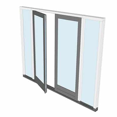 Naar buiten draaiende tuindeur met 2 zijlichten